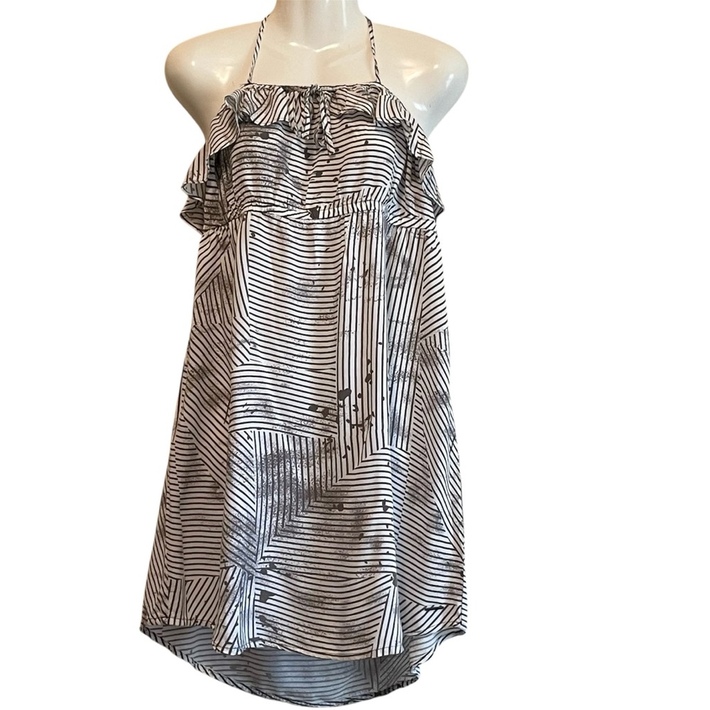 Hang Ten Monochrome Striped Halter Dress